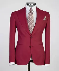 Ruby Red Textured Three-Piece Suit