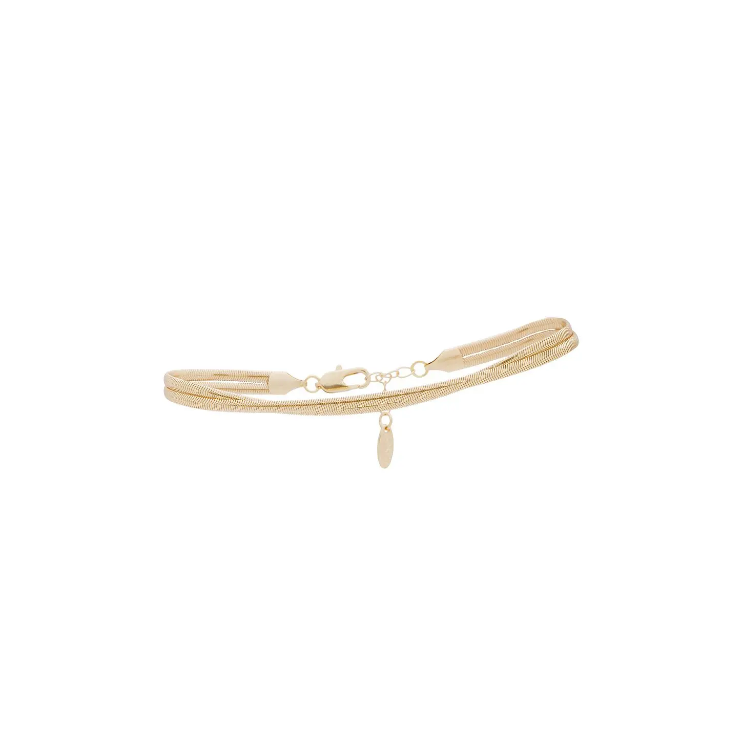 Ettika Slinky Snake Double Chain Anklet in Gold