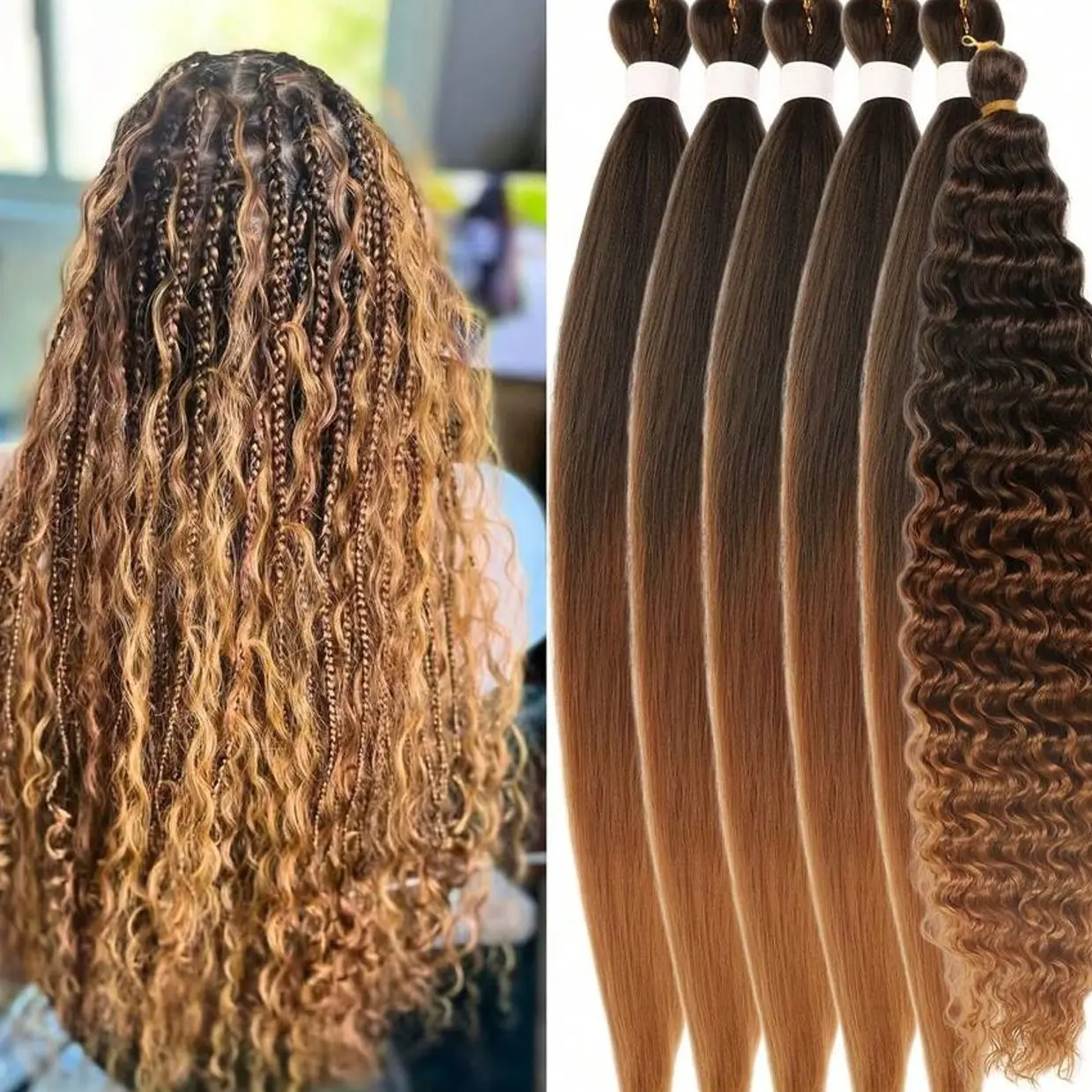 26” Boho Curly Braiding Hair – 6 Packs Synthetic Bohemian Braids Extension