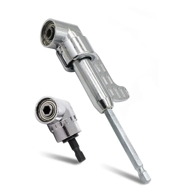 Silver 105 Degree Right Angle Drill Bit Holder, 1/4" Hex Shank Driver Angle Extension and Flexible Angle Extension Bit Kit for Screwdriver & Drill