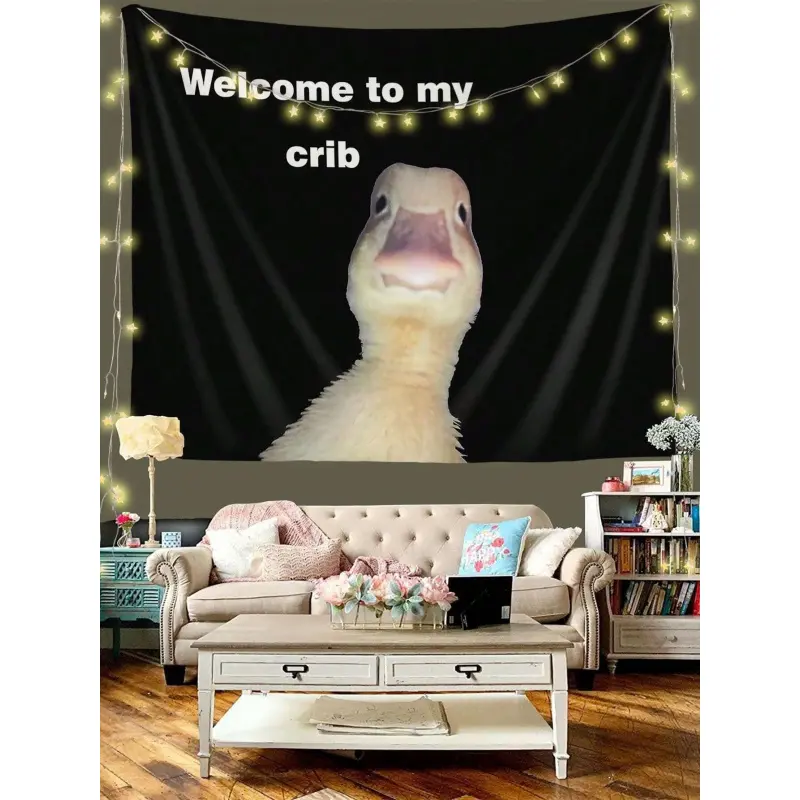 1pc Funny Duck Pattern Printed Tapestry, Decorative Tapestry, Modern Style Polyester Fiber Square Wall Decor Tapestry For Living Room Bedroom Decoration, Flag For Room, Room Decor, Tapestry Wall Art, Home Decor