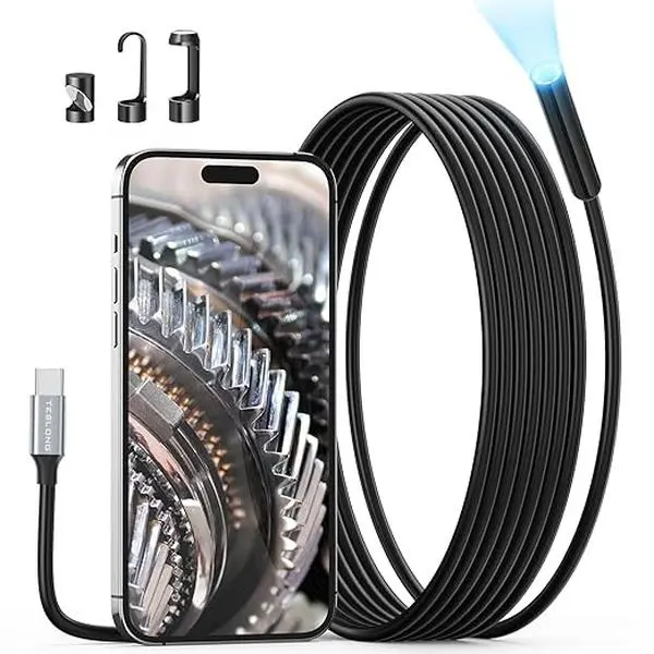 USB-C Borescope with LED Lights, 10FT Waterproof Snake Camera, Compatible with iPhone 15 & Android Accessories Mobile