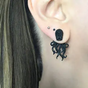 🐙   " ✨ Gothic Octopus Hoop Earrings ✨ |   Vintage Alloy Tentacle Jewelry 2025 🖤   St. Patrick's Dark Luck Charm |   Hypoallergenic Statement Earrings for Halloween/Clubbing 💀   Edgy Gift for Her/Alt BFF 🔥 # DarkGlam TikTok's Night Obsession!"