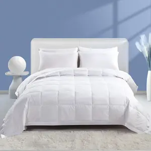 Feather Down Blanket King Size, Lightweight Summer Comforter, Noiseless & Soft Thin Bed Blanket with Trim (106"x90", White)
