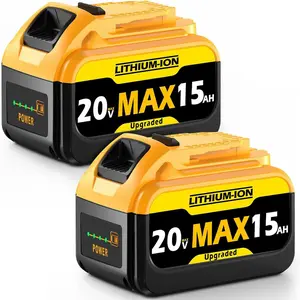 15Ah 20V MAX Replacement for  Lithium   with High Capacity  Cordless Power Tools 20  Baterias DCB201 DCB203 DCB204 DCB205 DCB206 LED  (2 Pack MAX 15Amp 20Volt)