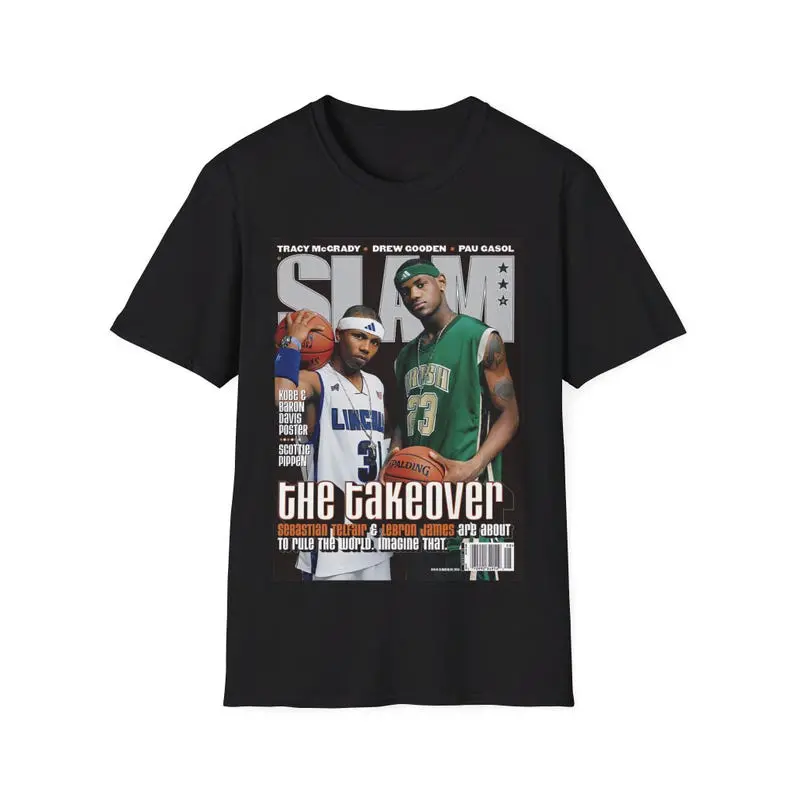 Retro Basketball Graphic T-shirt, Vintage Sports Magazine Cover Print, Streetwear Unisex Tee