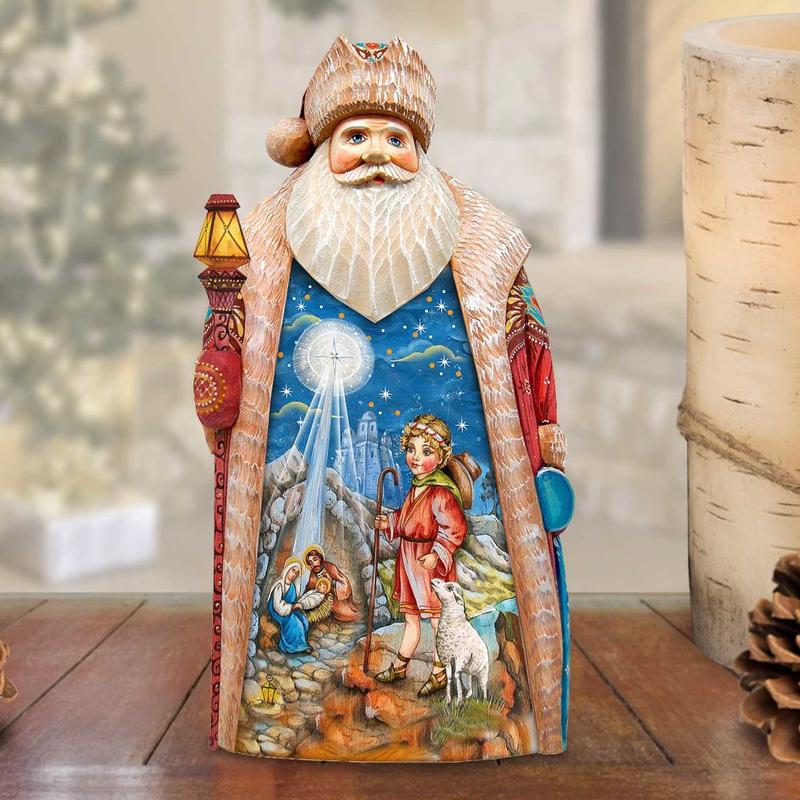 Star of Hope Santa Hand-Painted WOODCARVED Masterpiece by G. DeBrekht - Nativity Holiday Decor - 243018
