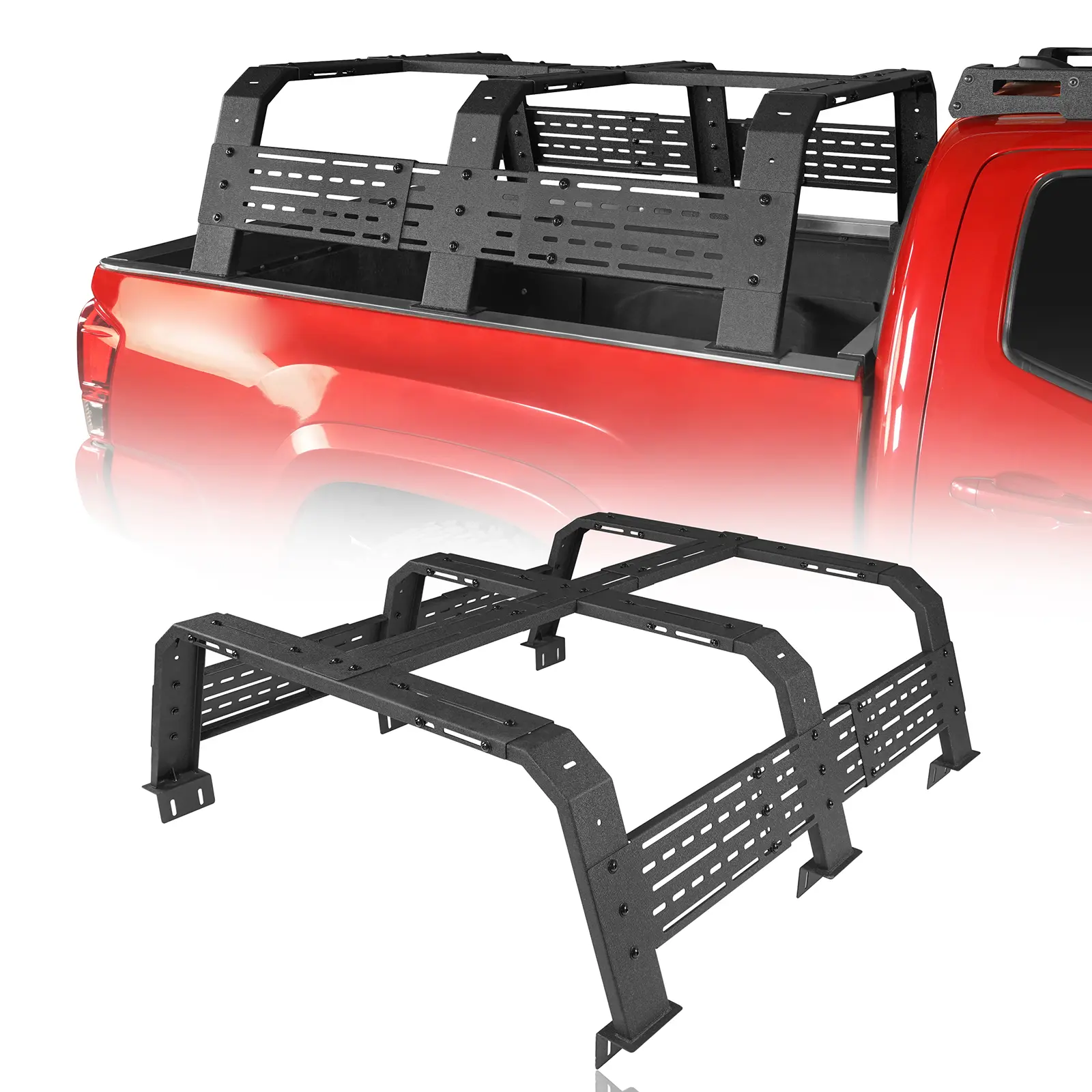 Hooke Road 18.8in High Heavy-Duty Bolt-On Off-Road Truck Bed Rack, Adjustable Size Cargo Roof Rack, Fits Toyota Tacoma & Tundra 6ft Bed, Truck Accessories, Car Accessory, Bolt-On Install