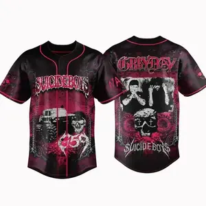 $uicideboy$ G59 Grey Day Tour Baseball Jersey Merch, Premium Soft Breathable Button Up Streetwear Shirt for Hip Hop Fans Goth Punk Skull Graphic Tee Perfect Gift