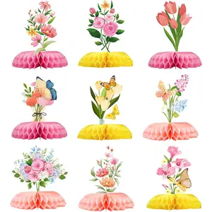 Spring Party Decorations 9 count Butterfly Table Centerpieces, Flower Butterfly Birthday Decorations Table Toppers Set, Spring Summer Table Decor for  Shower Party Supplies