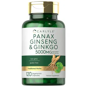 Carlyle Panax Ginseng & Ginkgo 5000mg | 120  Vegetarian Capsules | Non-GMO & Gluten Free Supplement