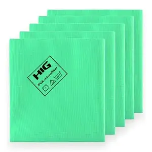 HIG PVA Microfiber Cleaning Towels, Professional Grade Synthetic Chamois Cloths for Streak Free Shine, Ultra Absorbent, Smooth & Reusable All-Purpose Cleaning Rags for Home, Car & Kitchen (5, Green)
