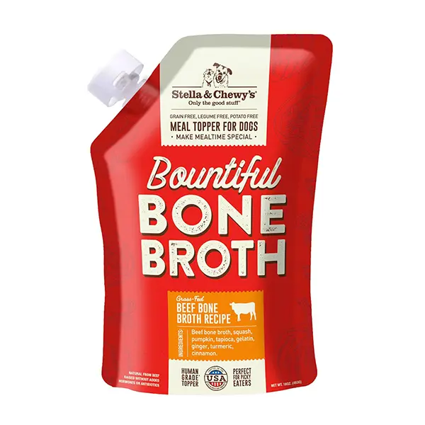 Grass-Fed Beef Bone Broth Powder for Dogs & Cats, 16 oz Resealable Pouch, Protein-Rich Food Topper for Joint, Gut & Immune Support