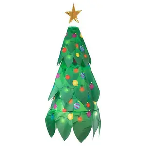 In the Breeze 5182 Christmas Tree 3D Windsock - Colorful Festive Lights Ornaments Golden Star Topped Weather Resistant Polyester Fabric Indoor Outdoor Holiday Decor Eye Decoration