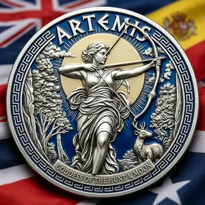 Artemis II Lunar Legacy Coin, Space Mission Collectible, Goddess of Hunt Token