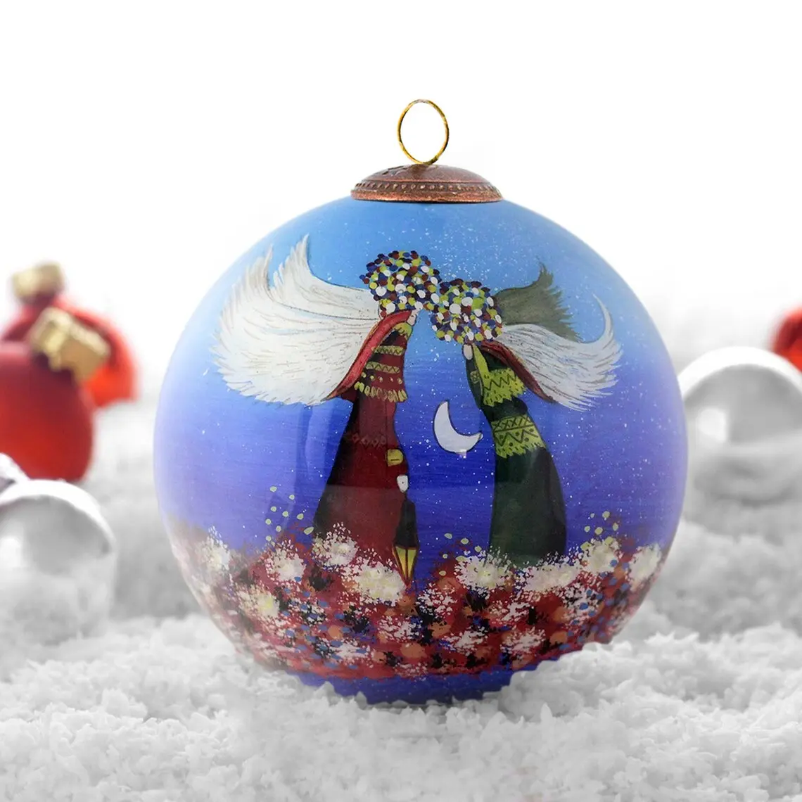 Hand-Blown Glass Ornament Painted from Inside Glass Ball Kopania Angels Christmas Tree Ornament Gift, Holiday Decor & Housewarming Gift