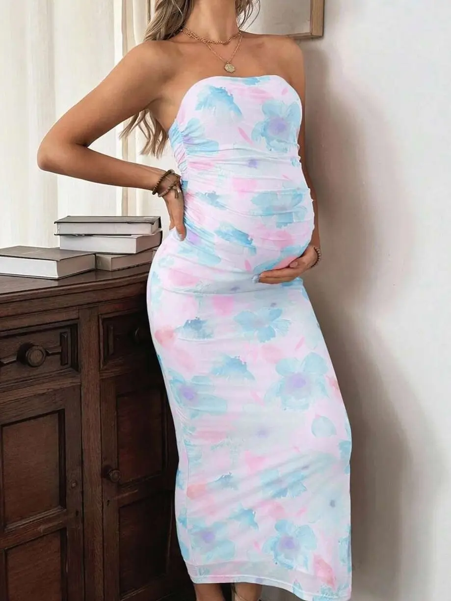 slim fit dress slacks Angel Maternity Sophie Maternity Floral Dress