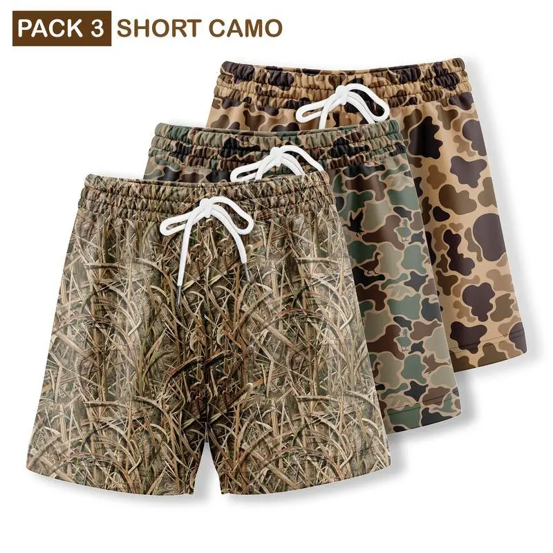 Pack 3  Duck Hunting Camo Shorts With 5 Inch Inseam, for Men & Women At the Gym, Basketball Camo Mesh Short, Gift for him, Gift For Her, Gym Gift