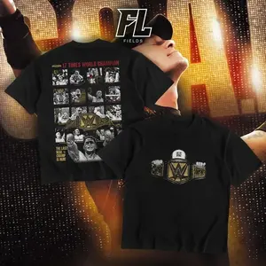 Fields John Cena 17x WWE Champion Heavy Cotton Shirt UCME Tshirt Cena Retirement Shirt Wrestling Fan Apparel Menswear Direct-to-garment Breathable Printing