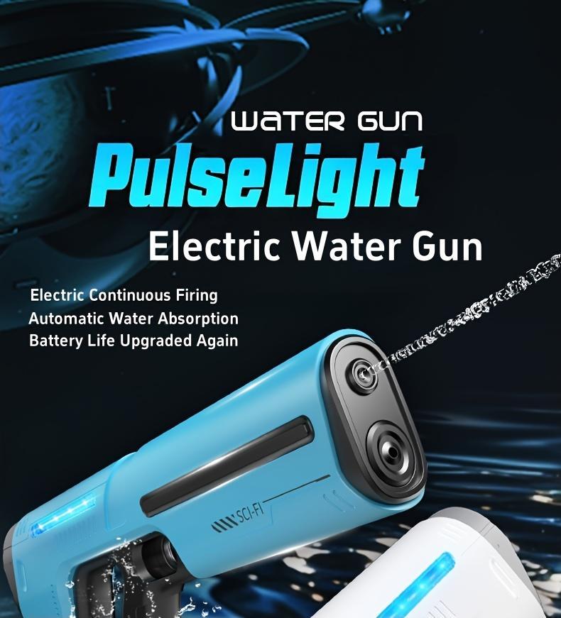 Auto-Fill Electric Water Gun, Pulse Jet Squirt Gun with LED Light Show, 40ft Long Range Rapid-Fire Water Blaster, USB Rechargeable Large Tank Waterguns for Kids & Adults, Adult Water Gun for Pool Beach Backyard