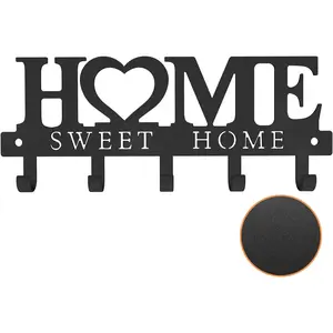 Sweet Home Key Holder Wall Mounted Black Metal Decorative Keys Holder Design Organizer for Key Rack for Entryway Hooks Home Hangers