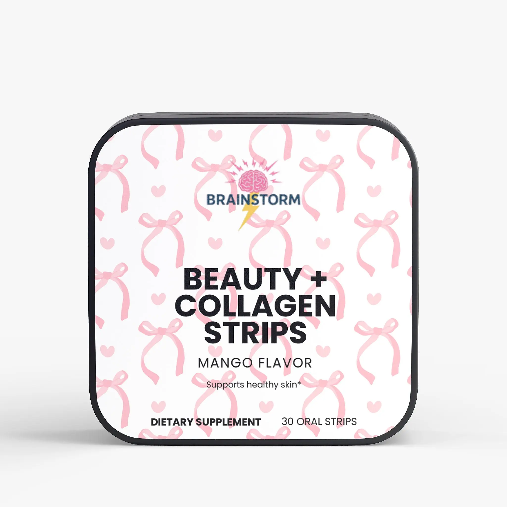 Brainstorm Nootropic Collagen Fast-Dissolving Strips - 30 Strips, Portable No-Rinse No-Water Format Simple Natural Vitamin Vegetarian Antioxidant Dietary Supplement for Adults, Supports Collagen Structure, Hair Growth, Nail & Skin Care