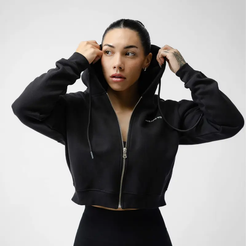 Gymreapers Ultra-Soft Skull Cropped Hoodie Womenswear Comfortable Women Sweaters Fleece Tops Cotton Polyester Long Sleeve