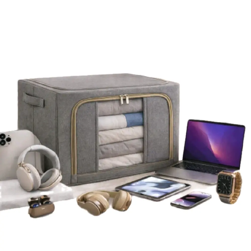 26.4Gal Extra Large Foldable Storage Box with Steel Frame & Clear ...