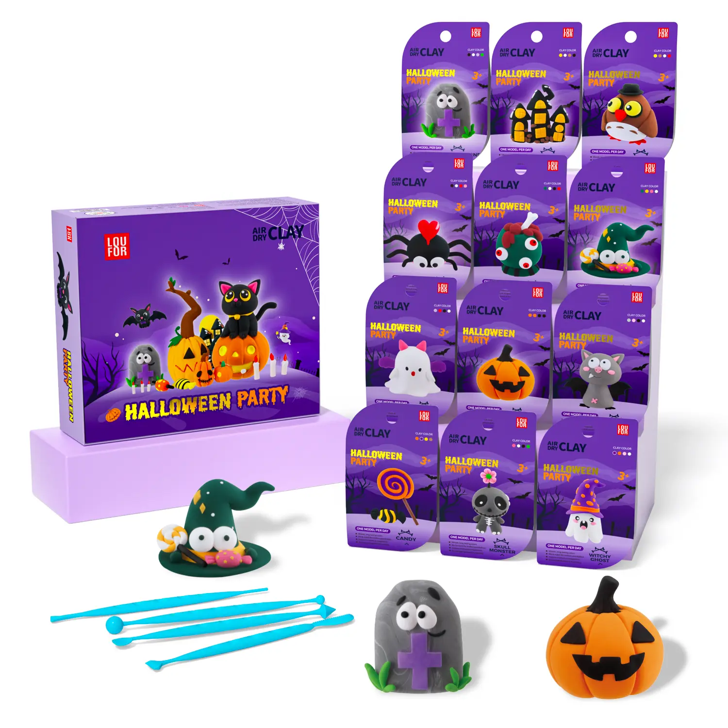 【LOUFOR】Air Dry Clay Art Set - Eco-Friendly Sculpting Clay for Kids, Ultra Light & Soft, Safe & Non-Toxic, DIY Kit with Tools & Tutorials, Boosts Fine Motor Skills, Rain-Day Craft Toy Gift, Christmas Black Friday Plastic Gift Set, Girl, Birthday