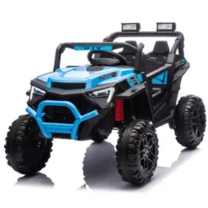 24V  2-Seater Kids All-Terrain Ride-On UTV - Off-Road Electric Buggy, 2.4G Parental Remote Control, Full 4-Wheel Suspension, LED Lights, Portable Pull Handle, Bluetooth USB MP3 & Power Display, Anti-Collision Bumper, Birthday Toy for 3+ Years Old