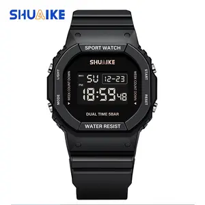SHUAIKE 924 New Stylish Waterproof Luminous Alarm Clock Multifunctional Digital Watch High Quality Simple Square Design Water Resistant Sport Watch casual trendy wristwatch