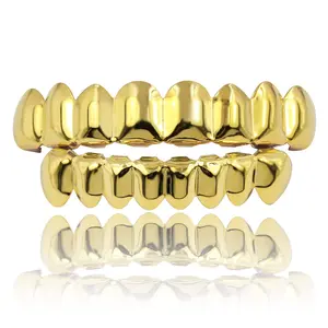 New explosions HIPHOP hip hop gold braces 8 lower teeth 8 teeth braces smooth braces daily personality tide rap accessories.