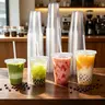 Disposable Plastic Drink Cup Sets Pack, 100 Set(Cup+Lid+Straw)-12 oz, Multi-Size 16oz/20oz/24oz, Leak-Proof Lids, 98mm Extra-Wide Mouth, Easy Filling, Effortless Sipping for Outdoor Parties/Business, Lightweight Home & Festive Disposable Tableware