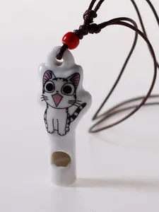 Handmade Ceramic Panda Whistle Necklace Sweet Vintage Style Adjustable Size Cute Student Adult Accessory Retro Fashion Jewelry