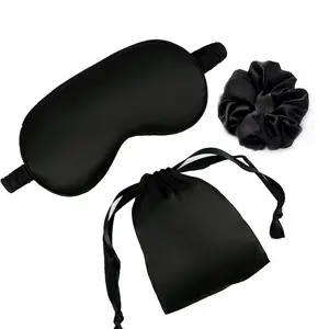 Sleep Like Royalty Satin Eye Mask & Scrunchie Set Block Light Reduce Wrinkles with Soft Drawstring Bag