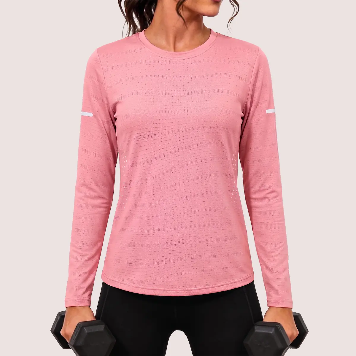 JOGWAVE Women’s Quick-Dry Female Sporty Long-Sleeve Top - Ribbed Cuffs Crew Neck Shirt for Running Fitness, Suitable for Sport & Casual Wear