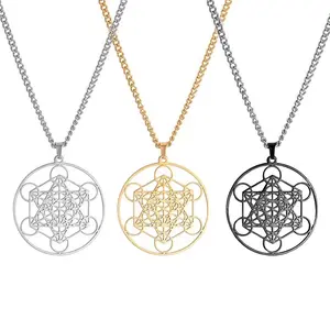 LUX-US - Archangel Metatron Pendant Necklace Stainless Steel Sacred Geometry Hexagram Jewelry Accessories