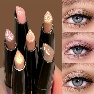 6 Highlighter Eyeshadow Sticks Waterproof Highlighter Easy To Apply Sleeper Silkworm Pen Beauty Cosmetic Luxury Glitter Eyeshadow Pencil Long Makeup