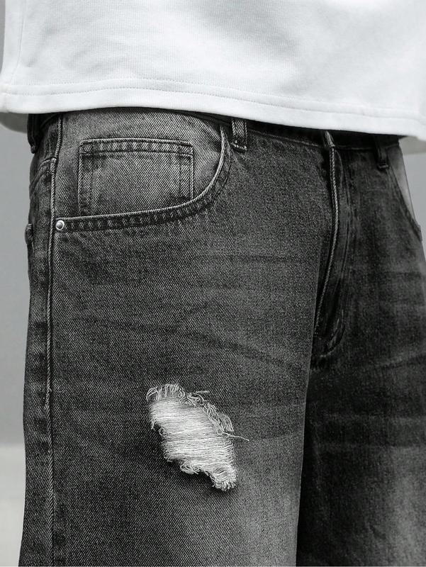 Men’s Loose Fit Distressed Denim Jeans for Streetwear and Everyday Style gift for dad jeans pants for men christmas gifts for dad mens pants cute boyfriend gifts mens jeans black jeans fall clothes dad gifts for christmas winter clothes