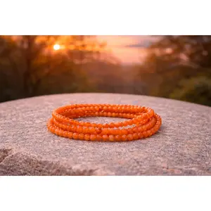 4mm Faceted Natural Orange Aventurine Crystal Stone Energy Bracelet