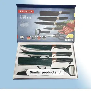 KUNSION 6 PCS Professional Kitchen Knife Set with Scissors & Peeler – Non-Stick Stainless Steel Blades (Model KS-6802)