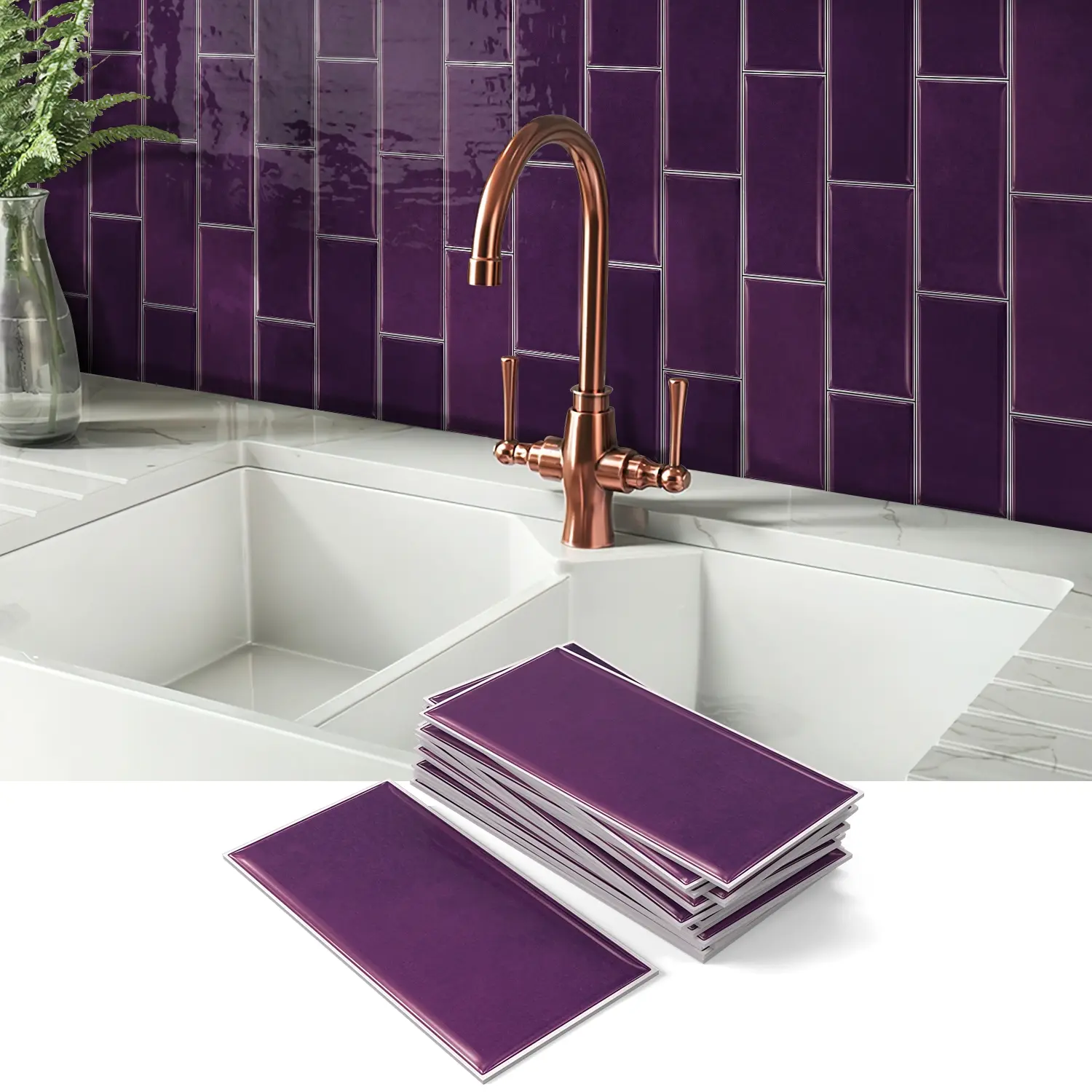 Self-Adhesive Wallpaper, Stone Pattern Design, Moisture Resistant, Kitchen & Bathroom Renovation, Room Decoration, 16/32 Sheets Pack