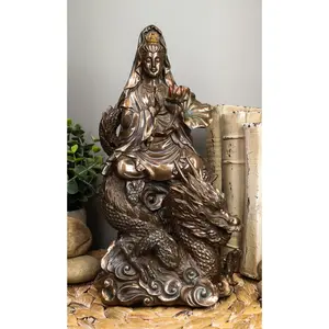 Ebros Avalokiteśvara Meditating Buddha Kwan Yin Kuan Yin On Dragon Statue 11"H