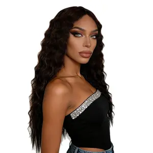 Women's European-American Synthetic Full Machine Wig, African Small Curly 60 to 80 cm Corn Perm Texture, Middle-Parted Long, Color Customization, All Seasons Fashion Hair Accessory