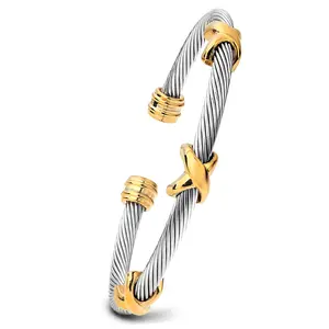 Chain Link Jewelry Set – Stackable Knot & Hook Bangle Bracelets for Women Perfect Mother's Day GiftStainless Steel Bangle