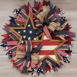 250th Anniversary Patriotic Wreath, Eagle Design Front Door Wreath, 11.8 Inch Blue Wreath, All-Weather Outdoor Holiday Decor, Patriotic Theme