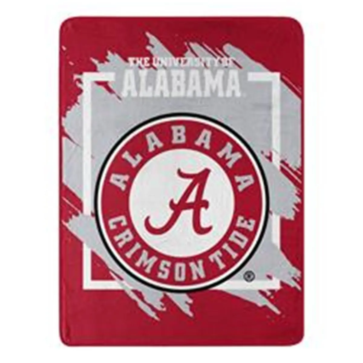 The Northwest Company Soft Micro Raschel Fabric Blanket - 46x60 in, Alabama Crimson Tide College Sports Logo Blanket with Large Team Logo, Bold Paint Brush Strokes Dimensional Design, Machine Washable Rolled Throw