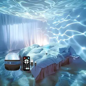 LED Water Ripple Projector Lamp With Remote Control, Adjustable Brightness And Color, USB Powered Colorful Night Light, Rotatable Lighting Effects, Suitable For Bedroom, Living Room, Office And Party Decoration, Christmas And Halloween Gifts