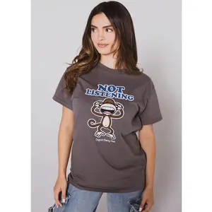 Not Listening - Bobby Jack Boyfriend T-Shirt -Charcoal cute, Short Sleeve Crew Neck T-Shirt, Fitted, Pull On, Casual, Unisex Cotton T-Shirt AQY