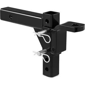 Motor Tech Adjustable Trailer Hitch, Fits 2 in Receiver, 8-1/4" Rise 9-1/2" Drop Hitch Ball Mount with 8 Heights, Heavy Duty Tow Hitch with 2 Hitch Pins 2.5T Capacity for Trailers Campers Boats